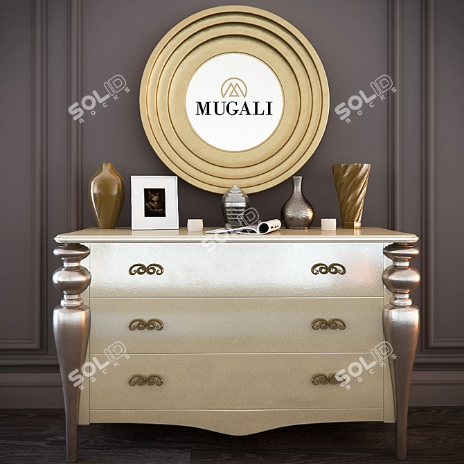 MUGALI Galiano Passion 3-Drawer Art Deco Dresser 3D model image 1