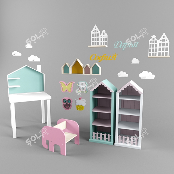 Realistic Children's Room Decor 3D model image 1