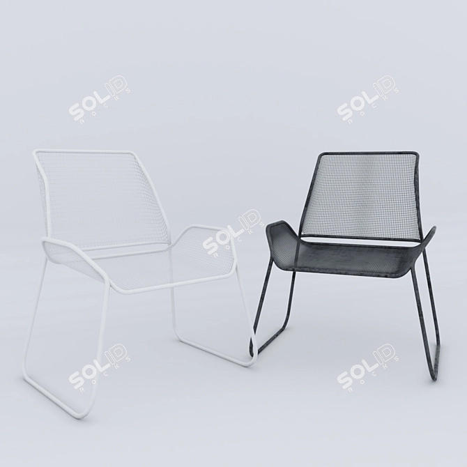 Industrial Iron Chair 3D model image 1