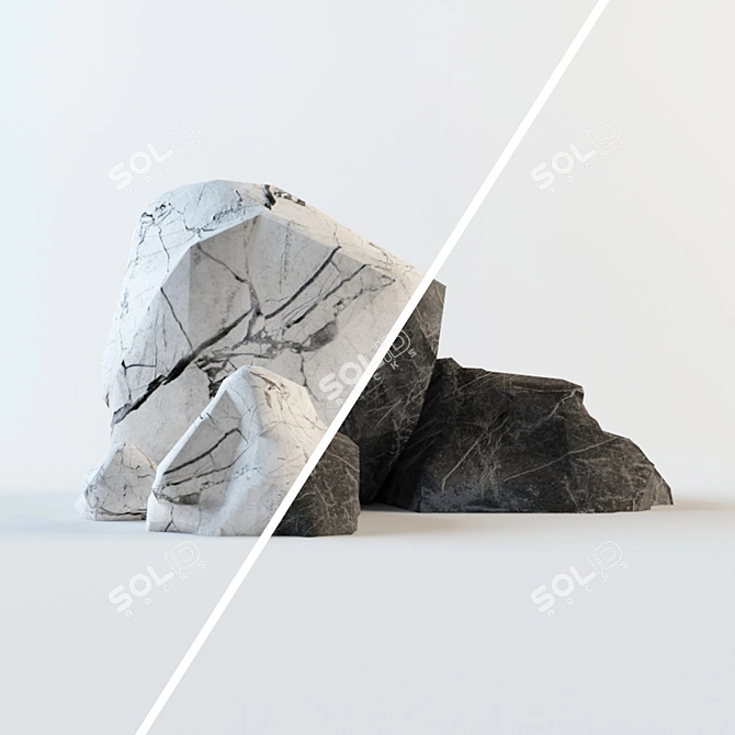 Marble-textured Big Stone Composition 3D model image 1