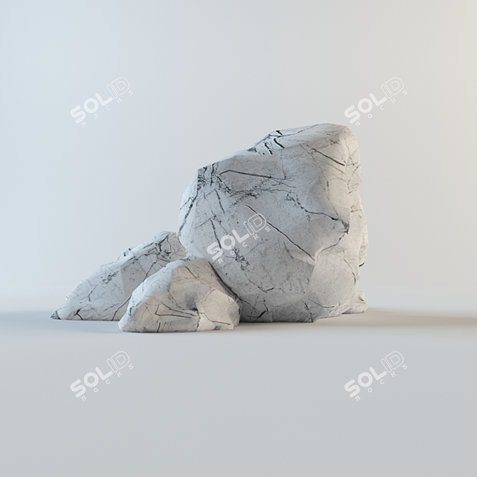 Marble-textured Big Stone Composition 3D model image 3