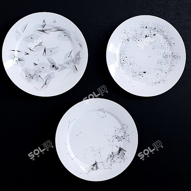 Elegant Home Decor Plates 3D model image 2