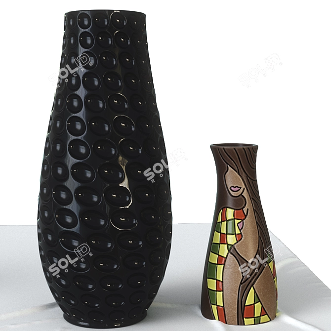 Elegant Set of Vases - Includes Tablecloth 3D model image 3