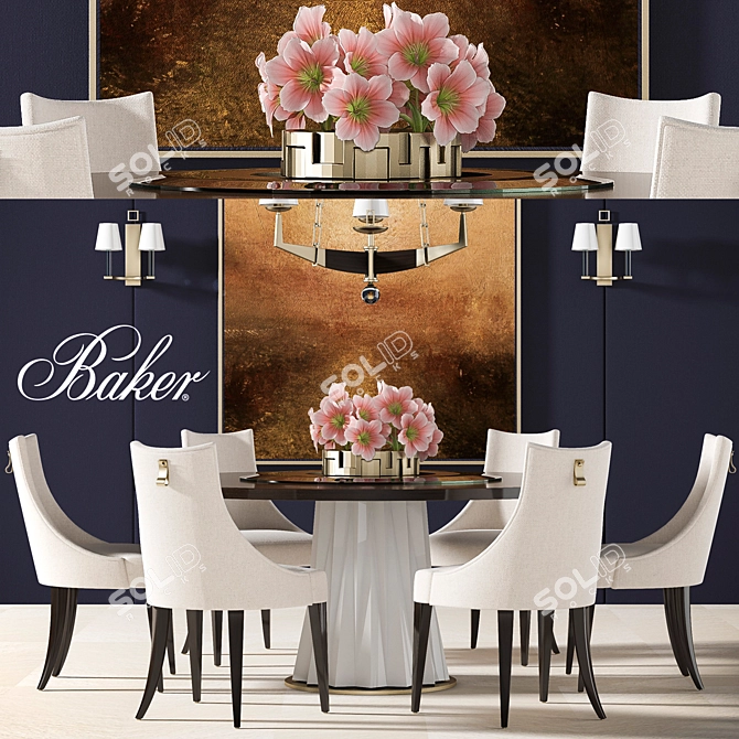 New Baker Dining Table Set 3D model image 1