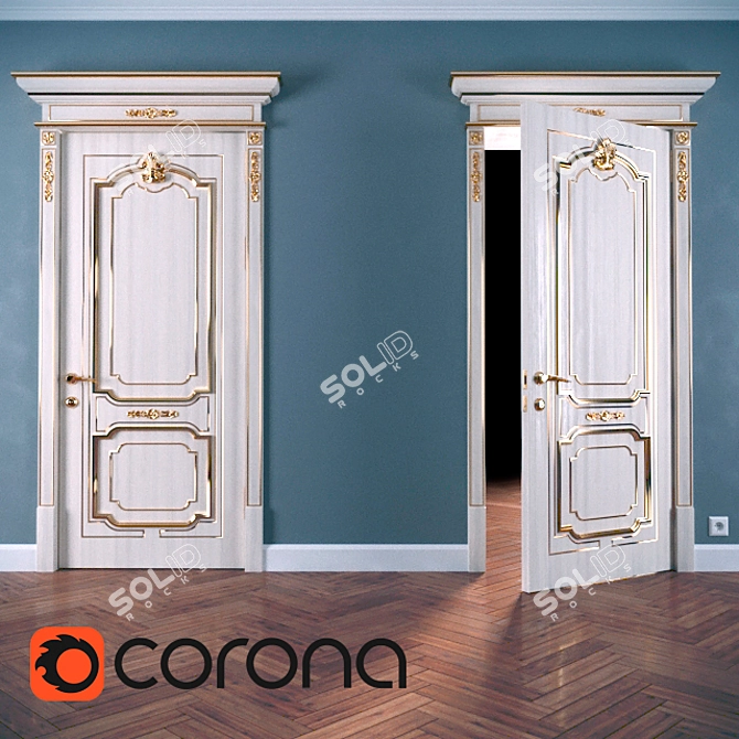 Elegant Classical Door 3D model image 1