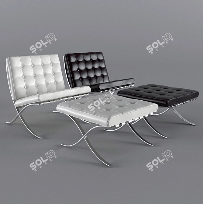 Classic Barcelona Chair - Iconic Design 3D model image 2