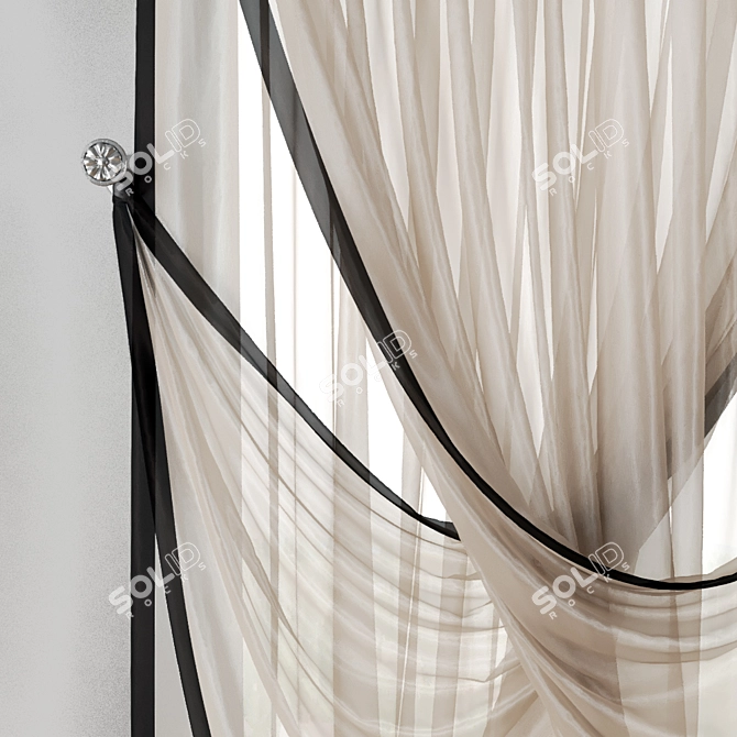 Double Layer Narrow Window Tulle 3D model image 2