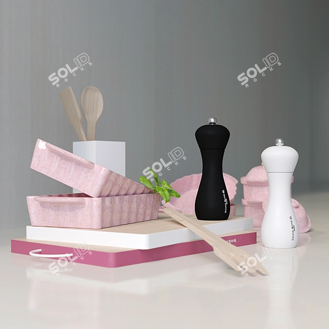 Italian Kitchen Set: Stone Rose Bisetti 3D model image 2