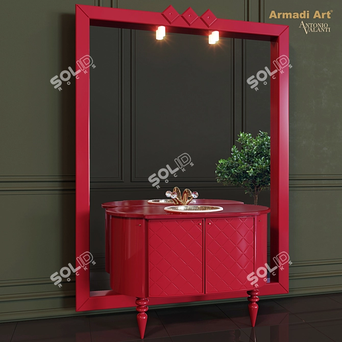 Italian Armadi Art Avantgarde Glossy Lacquer Vanity with Intricate Design 3D model image 1