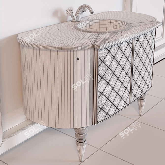 Italian Armadi Art Avantgarde Glossy Lacquer Vanity with Intricate Design 3D model image 2