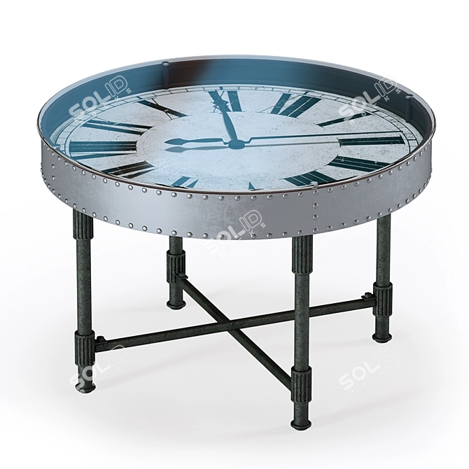Vintage Industrial Clock Coffee Table 3D model image 1