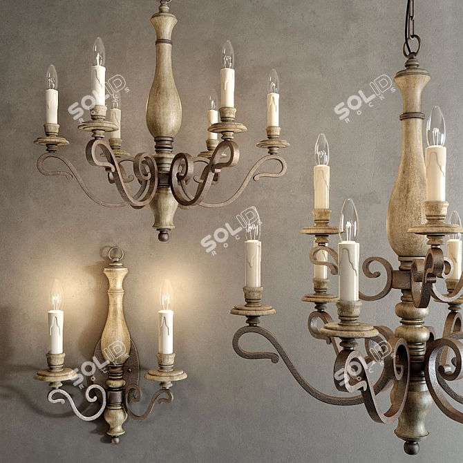 Elegant Mallory Chandelier Collection 3D model image 1