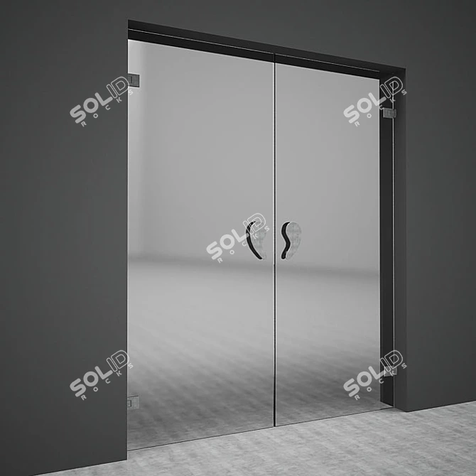 Elegant Swing Glass Cafe Door 3D model image 2