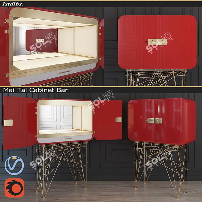 Luxury Italian Mai Tai Cabinet 3D model image 1