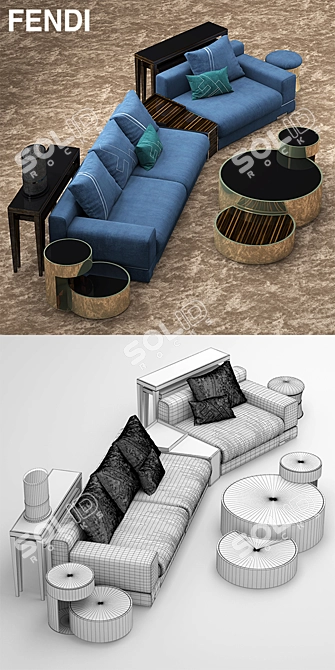 Luxurious Fendi Casa Madison Sofa 3D model image 3