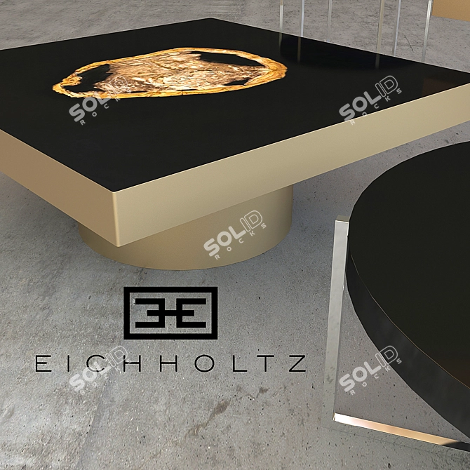 Golden Petrified Wood Side Table 3D model image 2