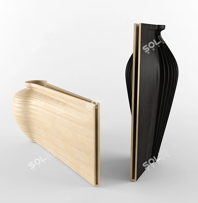 Elegant Wood Vases by The Wish List 3D model image 2