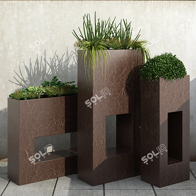 Botanical Bliss: 13 Indoor Plants 3D model image 1