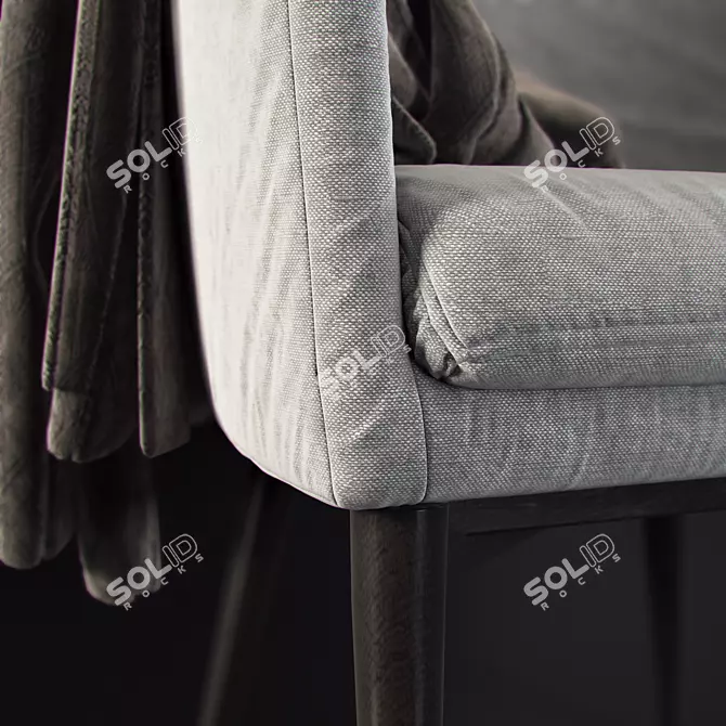 SleekWhiteFabricChair 3D model image 2