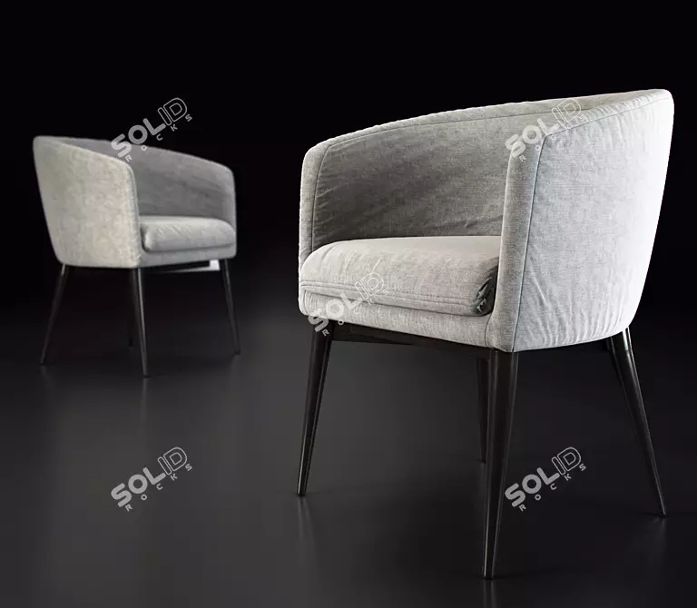 SleekWhiteFabricChair 3D model image 3