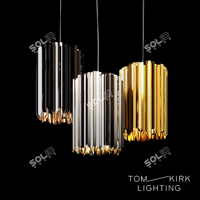 Tom Kirk Facet Pendant - Elegant Statement in Black Nickel, Stainless Steel, and Gold 3D model image 1