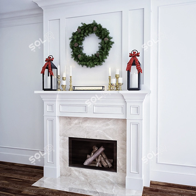 Title: Festive Christmas Fireplace 3D model image 1