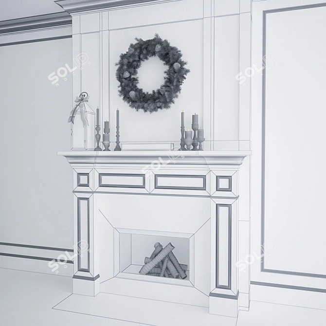 Title: Festive Christmas Fireplace 3D model image 2