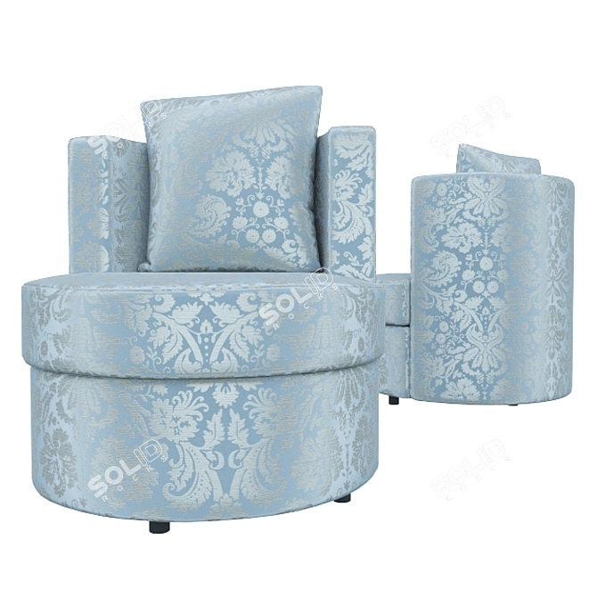 Title: Contemporary Grey Armchair with Elastic Cushions 3D model image 2