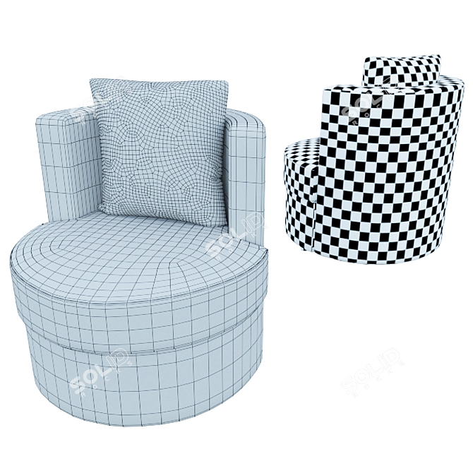 Title: Contemporary Grey Armchair with Elastic Cushions 3D model image 3