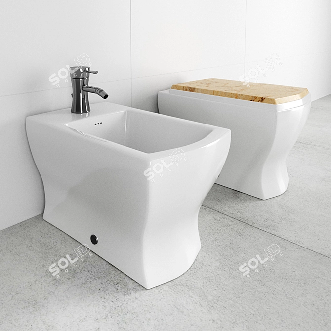 Modern Squat Toilet & Bidet Combo - Giusti Portos 3D model image 1