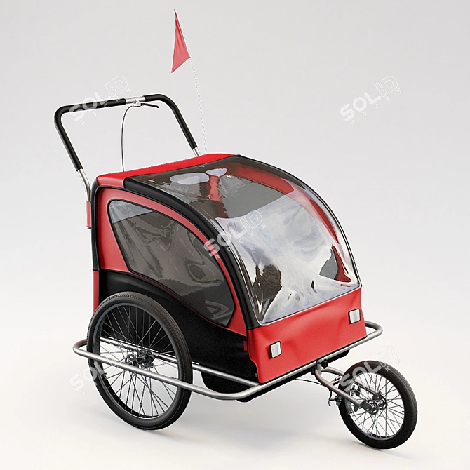 Double Seat Bike Trailer 3D model image 1