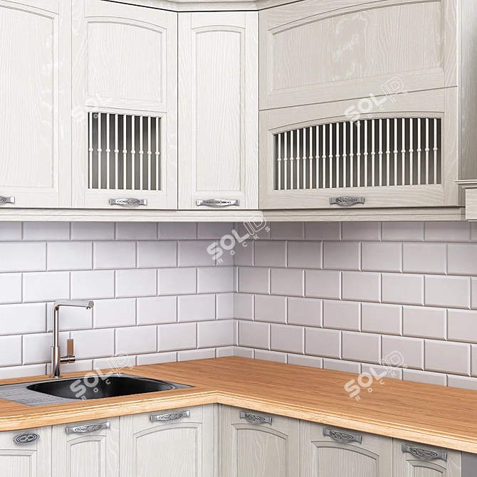 Elegant Amalfi Kitchen Set 3D model image 2