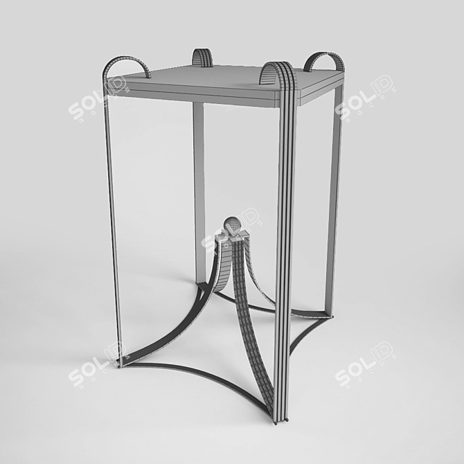 Elegant Marble Gold Leaf Side Table 3D model image 2