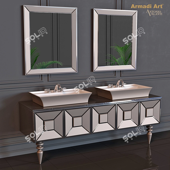 Elegant Fiaba Glass Vanity: Armadi Art 3D model image 1