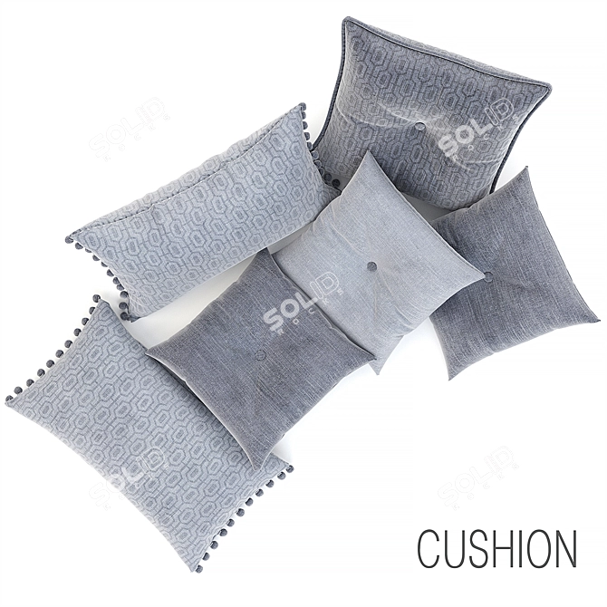 Folded Gray Decorative Cushion Set 3D model image 3