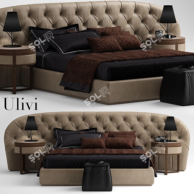 Elegant Ulivi MILADY Bed 3D model image 1