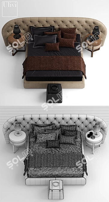 Elegant Ulivi MILADY Bed 3D model image 3