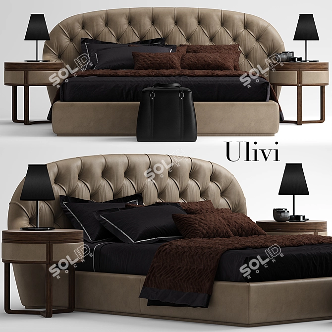 Elegant Milady Bed 3D model image 1