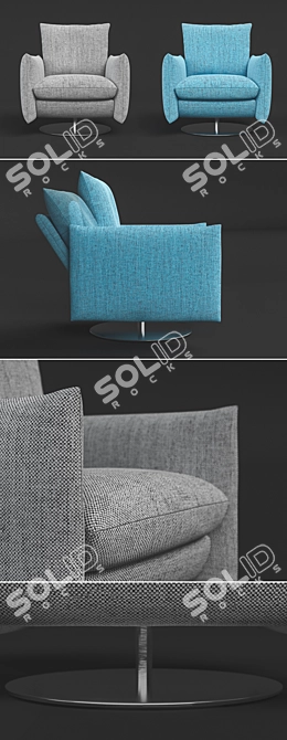 Modern Armchair by KOINOR - Adjustable Backrest - 3D Max & OBJ 3D model image 2