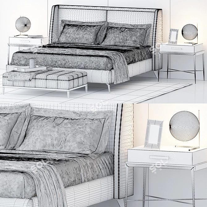 Elegant Dream Bed 3D model image 3