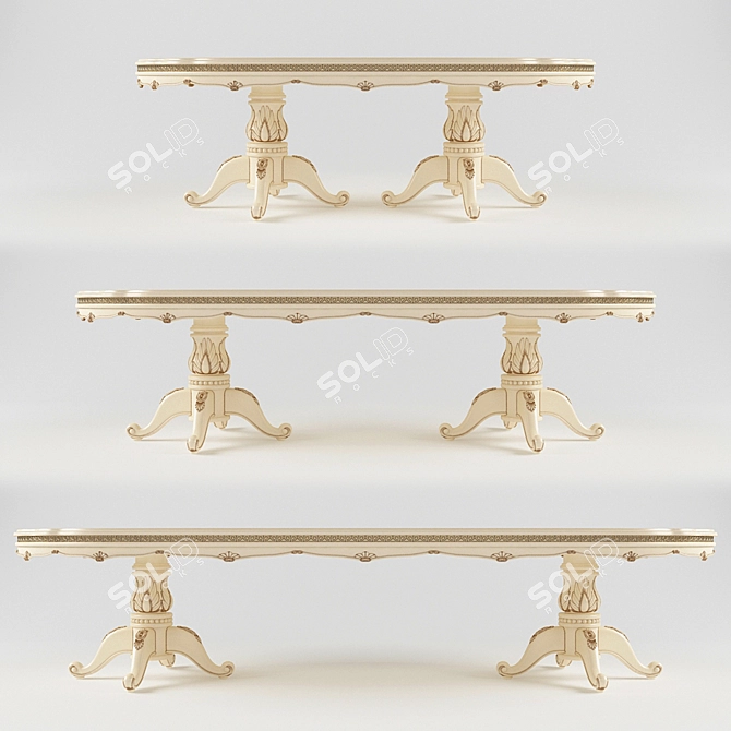 Elegant Blanc Oval Dining Table 3D model image 1