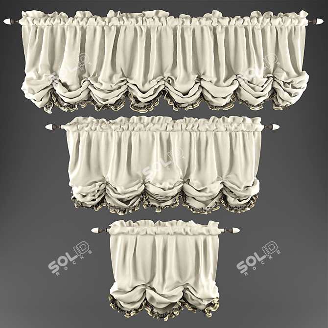 Elegant Austrian Blinds 3D model image 1