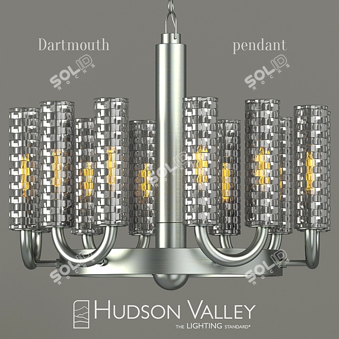 Elegant Woven Glass Chandelier 3D model image 1