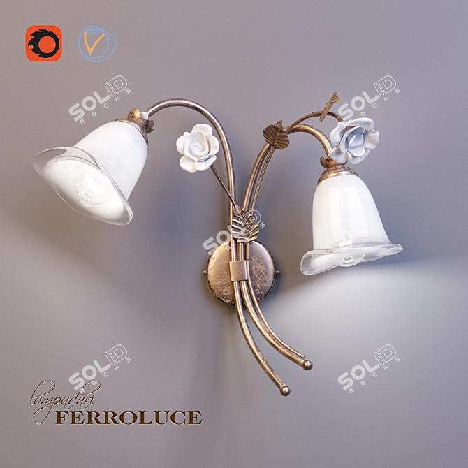 Ferroluce C1182 AP Hand-Painted Ceramic Wall Sconce 3D model image 1