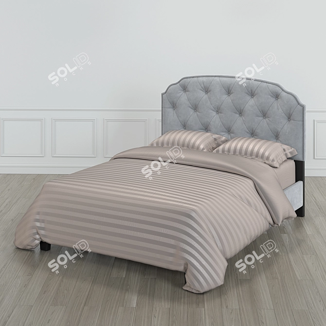 Elegance Queen Upholstered Bed 3D model image 1