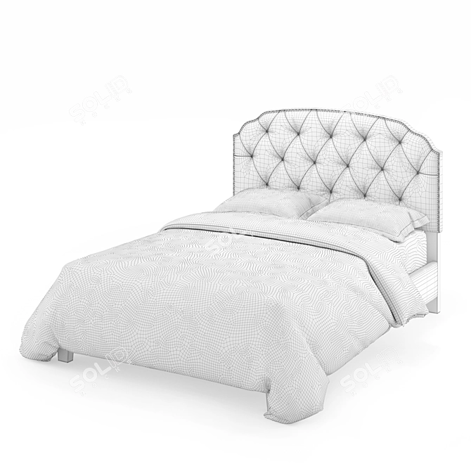 Elegance Queen Upholstered Bed 3D model image 2