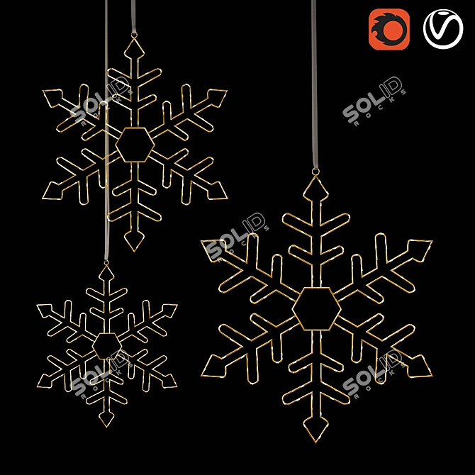 Glowing Snowflakes: Illuminate Your Space 3D model image 1