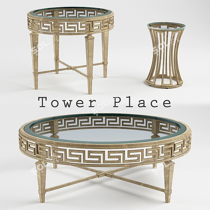 Lexington Tower Place: Deerfield Round Cocktail Table & Lamp Tables 3D model image 1