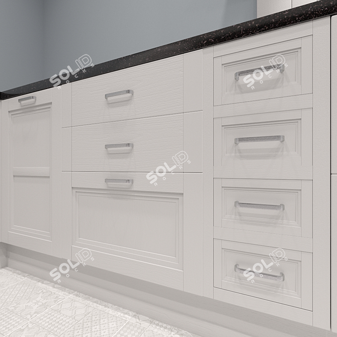 Elegant English Style: Manchester Wood Panel 3D model image 2