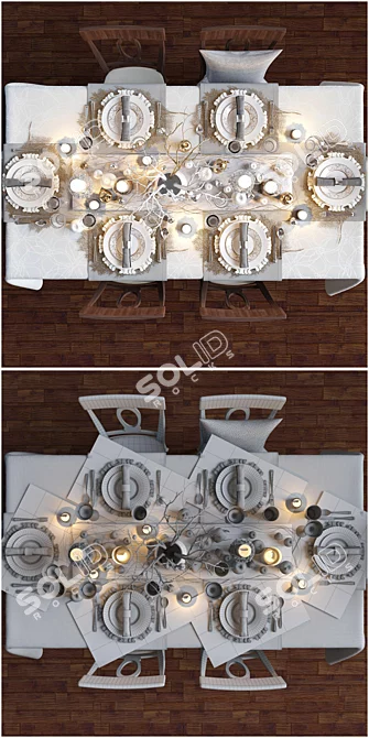 Festive Apple Table Setting 3D model image 3